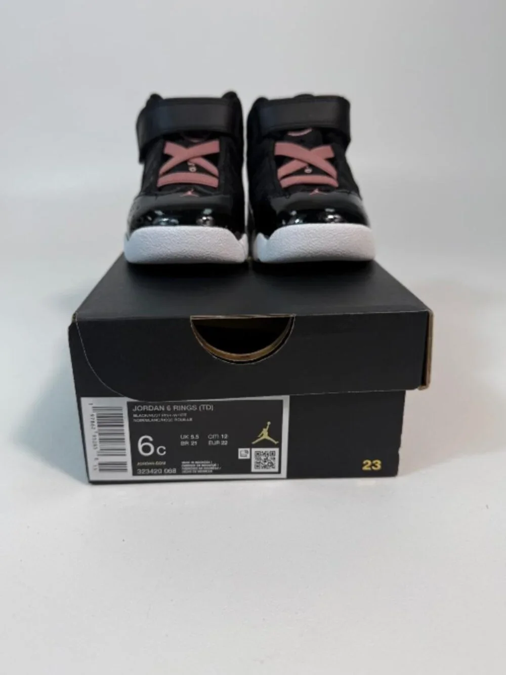 Nike Air Jordan 6 Rings (TD) Toddlers Size 6c Black/White/Rust Pink